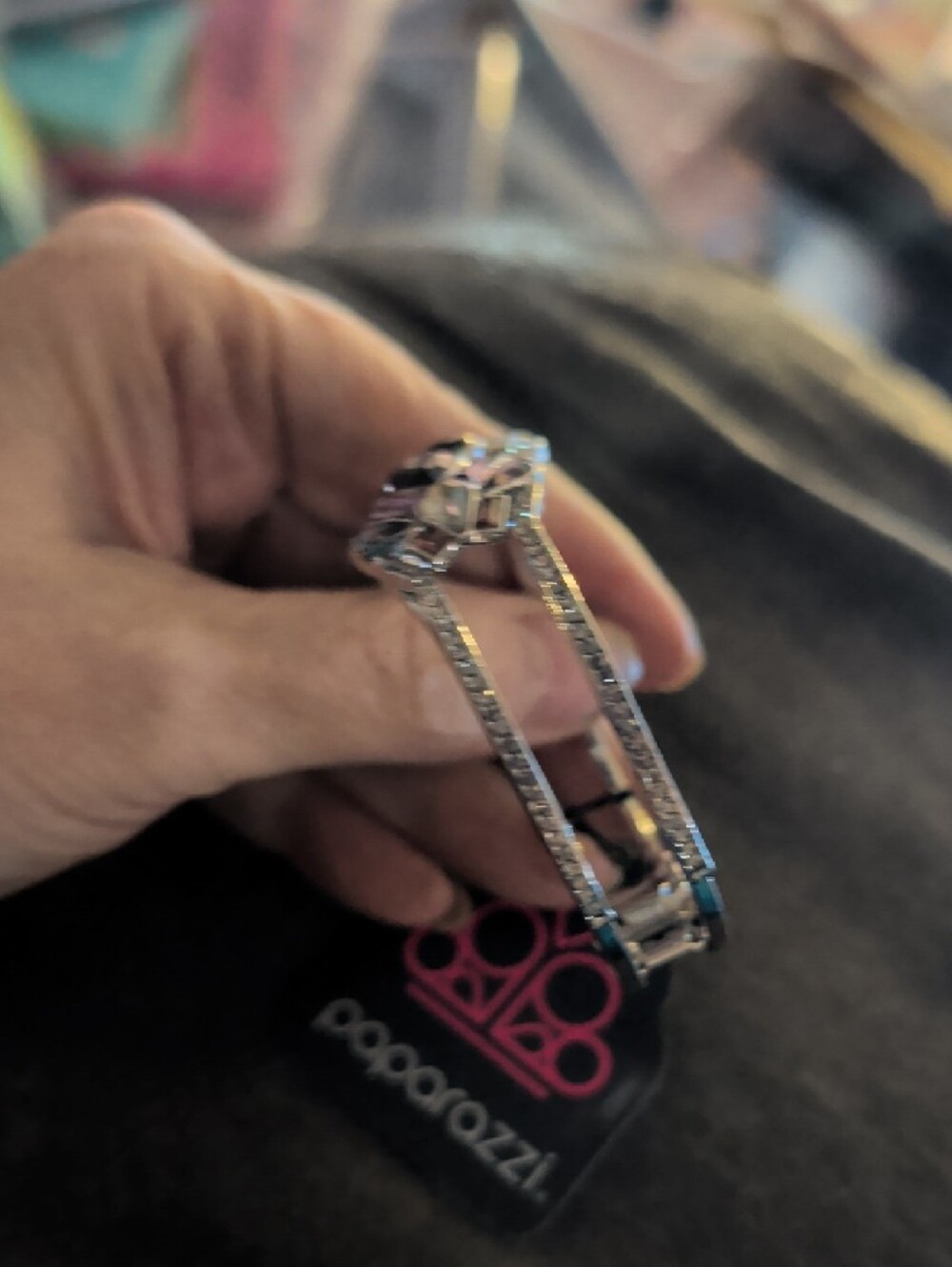 Paparazzi Silver Bracelet with Purple Teardrop and Iridescent Accents - Picture 2 of 5